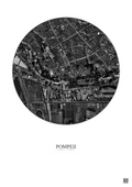 Affiche Pompeii – Poster vue satellite 0.5km N&B | Gravura – Fond clair