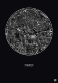 Affiche Pompeii – Poster vue satellite 1km N&B | Gravura – Fond foncé