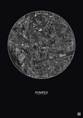 Affiche Pompeii – Poster vue satellite 2.5km N&B | Gravura – Fond foncé