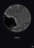 Affiche Pompeii – Poster vue satellite 10km N&B | Gravura – Fond foncé