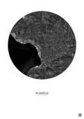 Affiche Pompeii – Poster vue satellite 10km N&B | Gravura – Fond clair