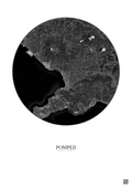 Affiche Pompeii – Poster vue satellite 20km N&B | Gravura – Fond clair