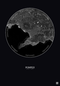 Affiche Pompeii – Poster vue satellite 30km N&B | Gravura – Fond foncé