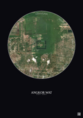 Affiche Angkor Wat – Poster vue satellite 5km Couleur | Gravura – Fond foncé