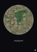 Affiche Angkor Wat – Poster vue satellite 10km Couleur | Gravura – Fond foncé