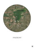 Affiche Angkor Wat – Poster vue satellite 10km Couleur | Gravura – Fond clair