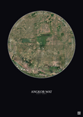 Affiche Angkor Wat – Poster vue satellite 20km Couleur | Gravura – Fond foncé