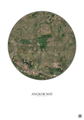 Affiche Angkor Wat – Poster vue satellite 20km Couleur | Gravura – Fond clair