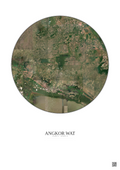 Affiche Angkor Wat – Poster vue satellite 30km Couleur | Gravura – Fond clair