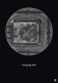 Affiche Angkor Wat – Poster vue satellite 0.1km N&B | Gravura – Fond foncé