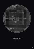 Affiche Angkor Wat – Poster vue satellite 1km N&B | Gravura – Fond foncé