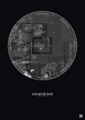 Affiche Angkor Wat – Poster vue satellite 2.5km N&B | Gravura – Fond foncé