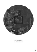Affiche Angkor Wat – Poster vue satellite 2.5km N&B | Gravura – Fond clair