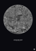 Affiche Angkor Wat – Poster vue satellite 20km N&B | Gravura – Fond foncé