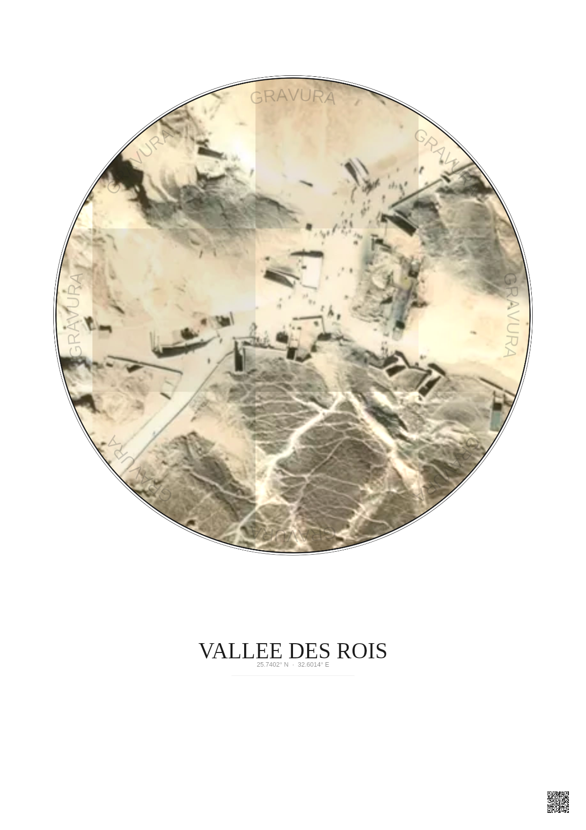 Affiche Vallee Des Rois – Poster vue satellite 0.1km Couleur | Gravura – Fond clair