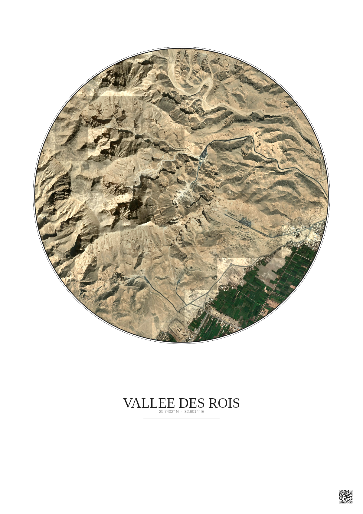 Affiche Vallee Des Rois – Poster vue satellite 2.5km Couleur | Gravura – Fond clair