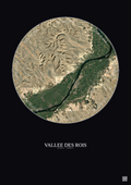 Affiche Vallee Des Rois – Poster vue satellite 20km Couleur | Gravura – Fond foncé