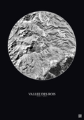 Affiche Vallee Des Rois – Poster vue satellite 2.5km N&B | Gravura – Fond foncé