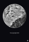 Affiche Vallee Des Rois – Poster vue satellite 5km N&B | Gravura – Fond foncé