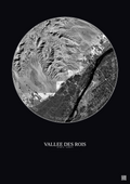 Affiche Vallee Des Rois – Poster vue satellite 10km N&B | Gravura – Fond foncé