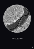 Affiche Vallee Des Rois – Poster vue satellite 20km N&B | Gravura – Fond foncé