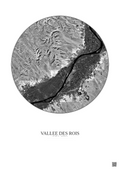 Affiche Vallee Des Rois – Poster vue satellite 20km N&B | Gravura – Fond clair