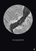 Affiche Vallee Des Rois – Poster vue satellite 30km N&B | Gravura – Fond foncé