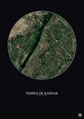 Affiche Temple De Karnak – Poster vue satellite 5km Couleur | Gravura – Fond foncé