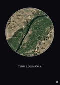 Affiche Temple De Karnak – Poster vue satellite 10km Couleur | Gravura – Fond foncé