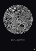 Affiche Temple De Karnak – Poster vue satellite 0.5km N&B | Gravura – Fond foncé