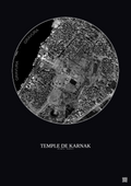 Affiche Temple De Karnak – Poster vue satellite 1km N&B | Gravura – Fond foncé