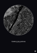 Affiche Temple De Karnak – Poster vue satellite 5km N&B | Gravura – Fond foncé
