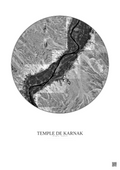 Affiche Temple De Karnak – Poster vue satellite 30km N&B | Gravura – Fond clair