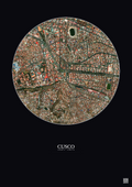 Affiche Cusco – Poster vue satellite 1km Couleur | Gravura – Fond foncé