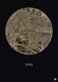 Affiche Cusco – Poster vue satellite 2.5km Couleur | Gravura – Fond foncé