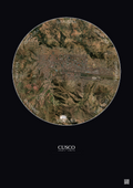 Affiche Cusco – Poster vue satellite 5km Couleur | Gravura – Fond foncé
