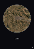Affiche Cusco – Poster vue satellite 10km Couleur | Gravura – Fond foncé