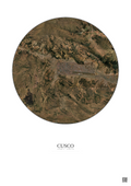Affiche Cusco – Poster vue satellite 10km Couleur | Gravura – Fond clair