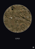 Affiche Cusco – Poster vue satellite 20km Couleur | Gravura – Fond foncé