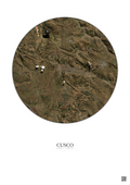 Affiche Cusco – Poster vue satellite 20km Couleur | Gravura – Fond clair