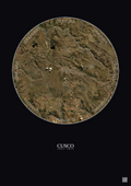 Affiche Cusco – Poster vue satellite 30km Couleur | Gravura – Fond foncé