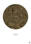 Affiche Cusco – Poster vue satellite 30km Couleur | Gravura – Fond clair