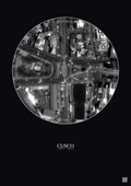 Affiche Cusco – Poster vue satellite 0.1km N&B | Gravura – Fond foncé