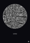 Affiche Cusco – Poster vue satellite 0.5km N&B | Gravura – Fond foncé