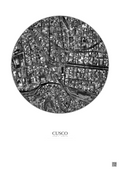 Affiche Cusco – Poster vue satellite 0.5km N&B | Gravura – Fond clair