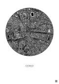 Affiche Cusco – Poster vue satellite 1km N&B | Gravura – Fond clair