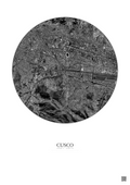 Affiche Cusco – Poster vue satellite 2.5km N&B | Gravura – Fond clair