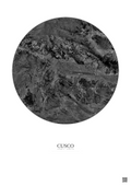 Affiche Cusco – Poster vue satellite 10km N&B | Gravura – Fond clair