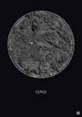 Affiche Cusco – Poster vue satellite 30km N&B | Gravura – Fond foncé