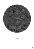 Affiche Cusco – Poster vue satellite 30km N&B | Gravura – Fond clair